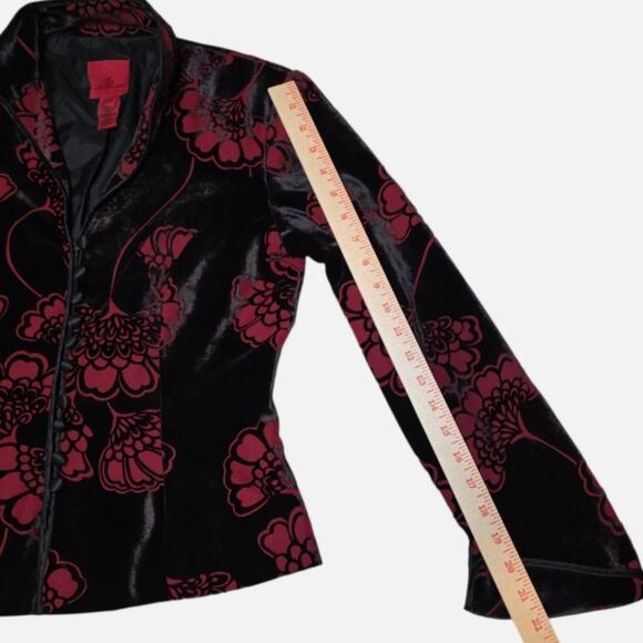 Romantic Goth Silk Blend Velvet Burnout Evening Jacket Floral Statement - Picture 4 of 15